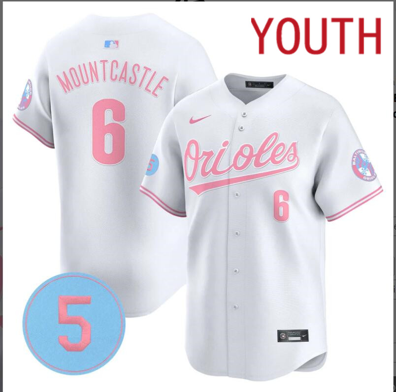 Youth  Baltimore Orioles  #6 Mountcastle white  2024 Nike MLB jersey->customized nfl jersey->Custom Jersey